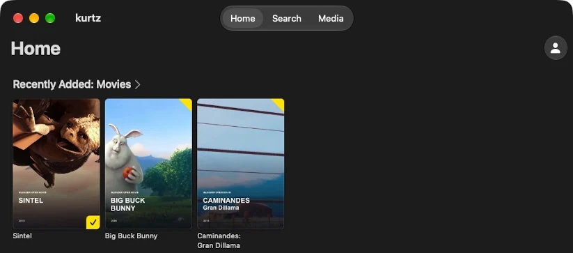 kurtz’s home page with three openly licensed demo films.